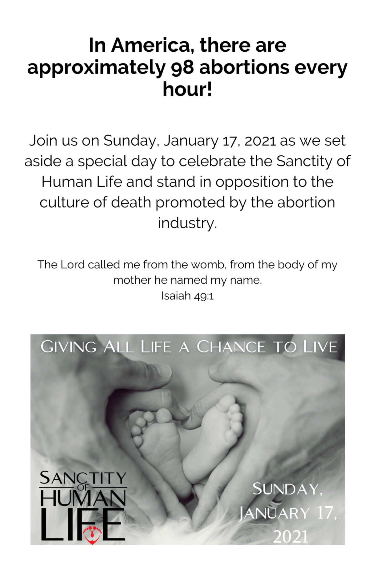 Package 3 - Sanctity of Life Sunday